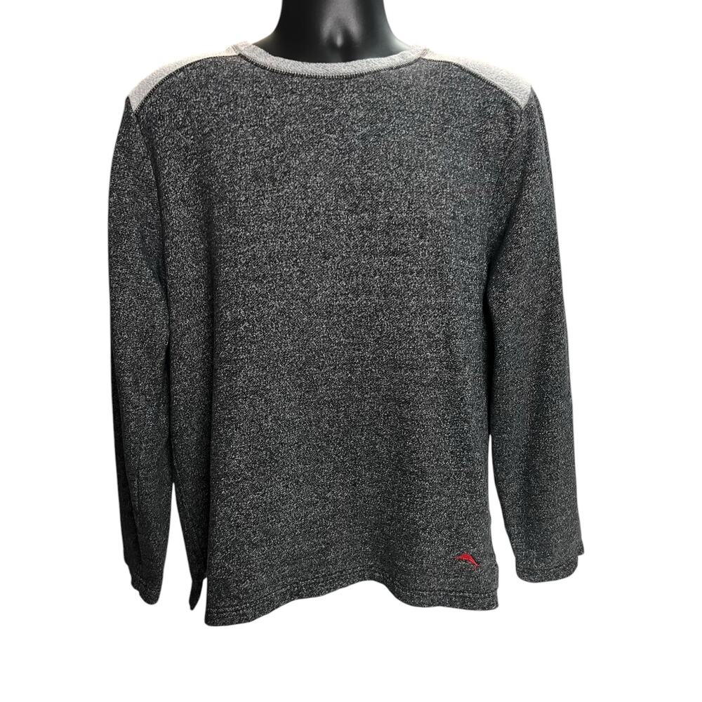 Tommy Bahama Men’s Long Sleeve Sweater Pullover Large Gray with Shoulder Panels